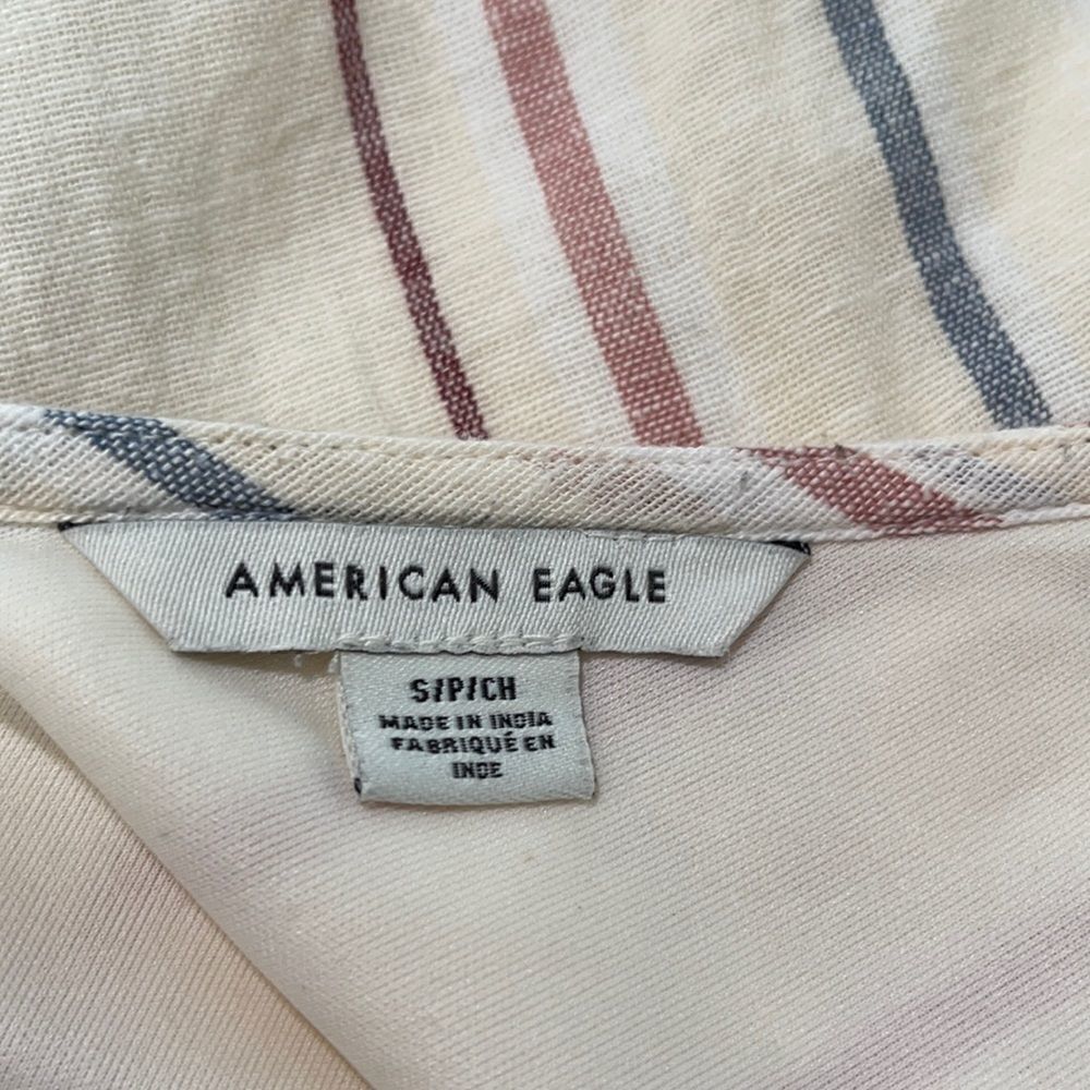 American Eagle Striped V-Neck Sleeveless Tie Waist Jumpsuit Sz S - Picture 12 of 13